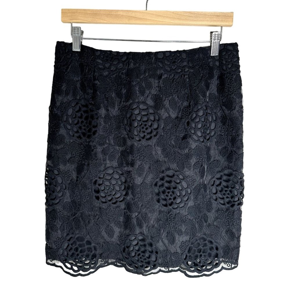 Halogen Black Floral Lace Scalloped Hem‎ Mini Skirt HA317776MI Womens Size 8
